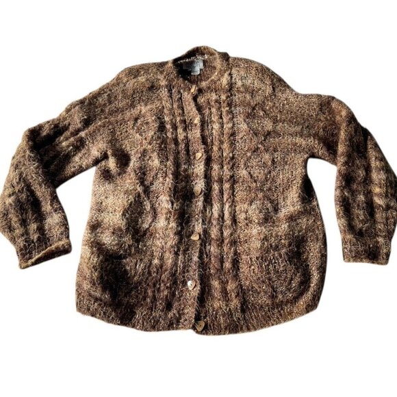 Vintage 80s Agatha Brown Woman's Sz M Brown Mohair Blend Caredigan Sweater Italy - Picture 10 of 10